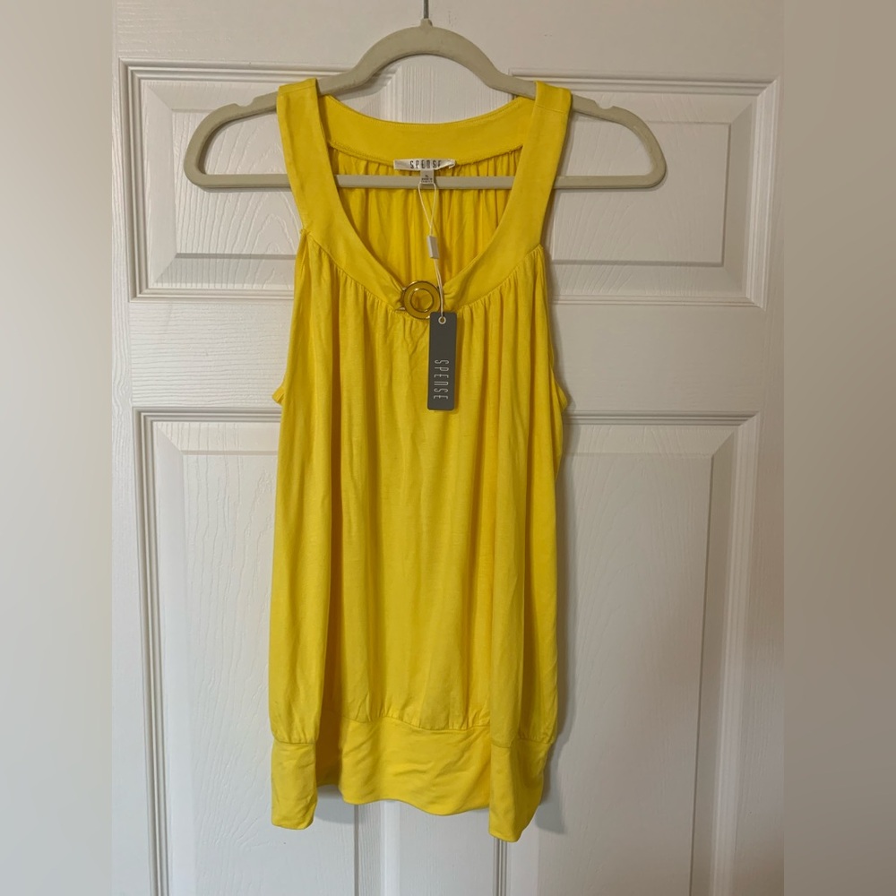 NWT Spense Yellow Sleeveless Ring Accent Tank Top Size XL Casual Summer Vacation